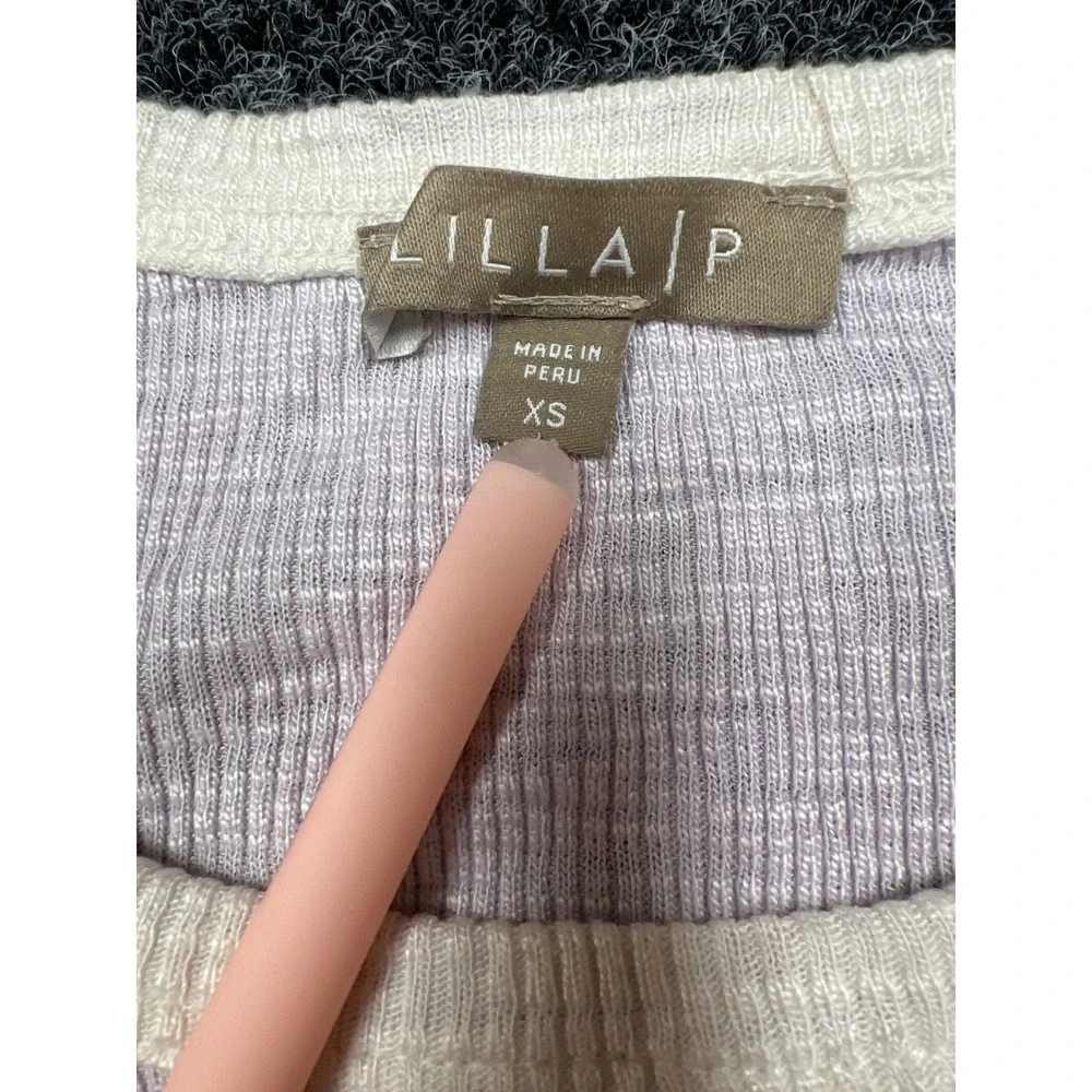 Lilla P Lavender Purple Pima Cotton Modal Ribbed Ringer Tee XS Short Sleeve - Picture 2 of 6